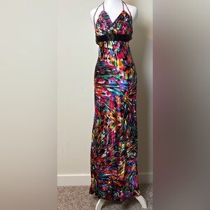 B. Darlin Vtg Evening gown dress Sz 1/2 Sexy Geometric Print Colorful Y2K